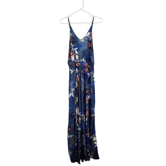 Jaase Women's Blue Floral Boho Wide Leg Jumpsuit Vacation Sz XS - Picture 1 of 9